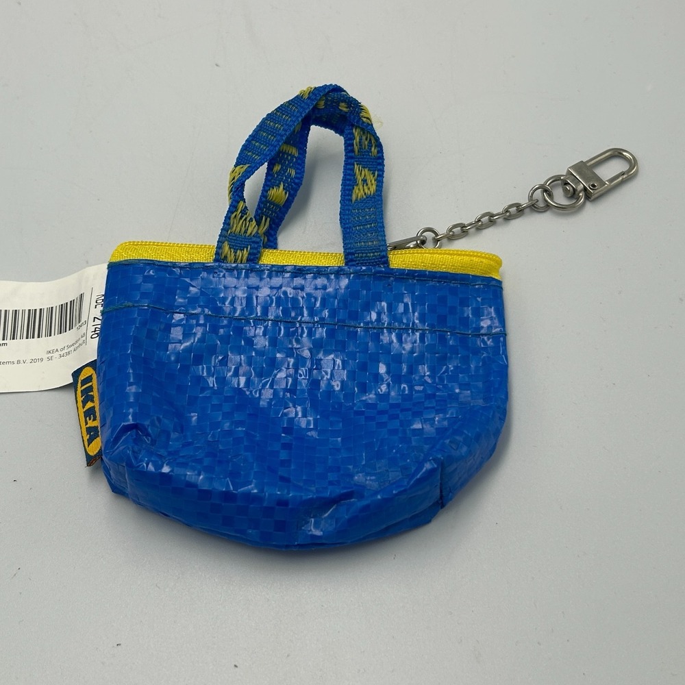 IKEA Bag Knolig Mini Zipper Coin Keychain Tote Key Blue Yard Sale Purse 2019 - Picture 5 of 6